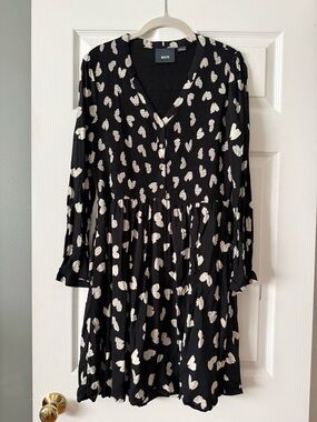 Maeve Black Dress with Cream Heart Motif